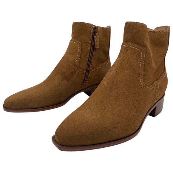 NEW w IMPERFECTIONS Cole Haan Suede Bootie Size 6 Camel - Picture 1 of 8